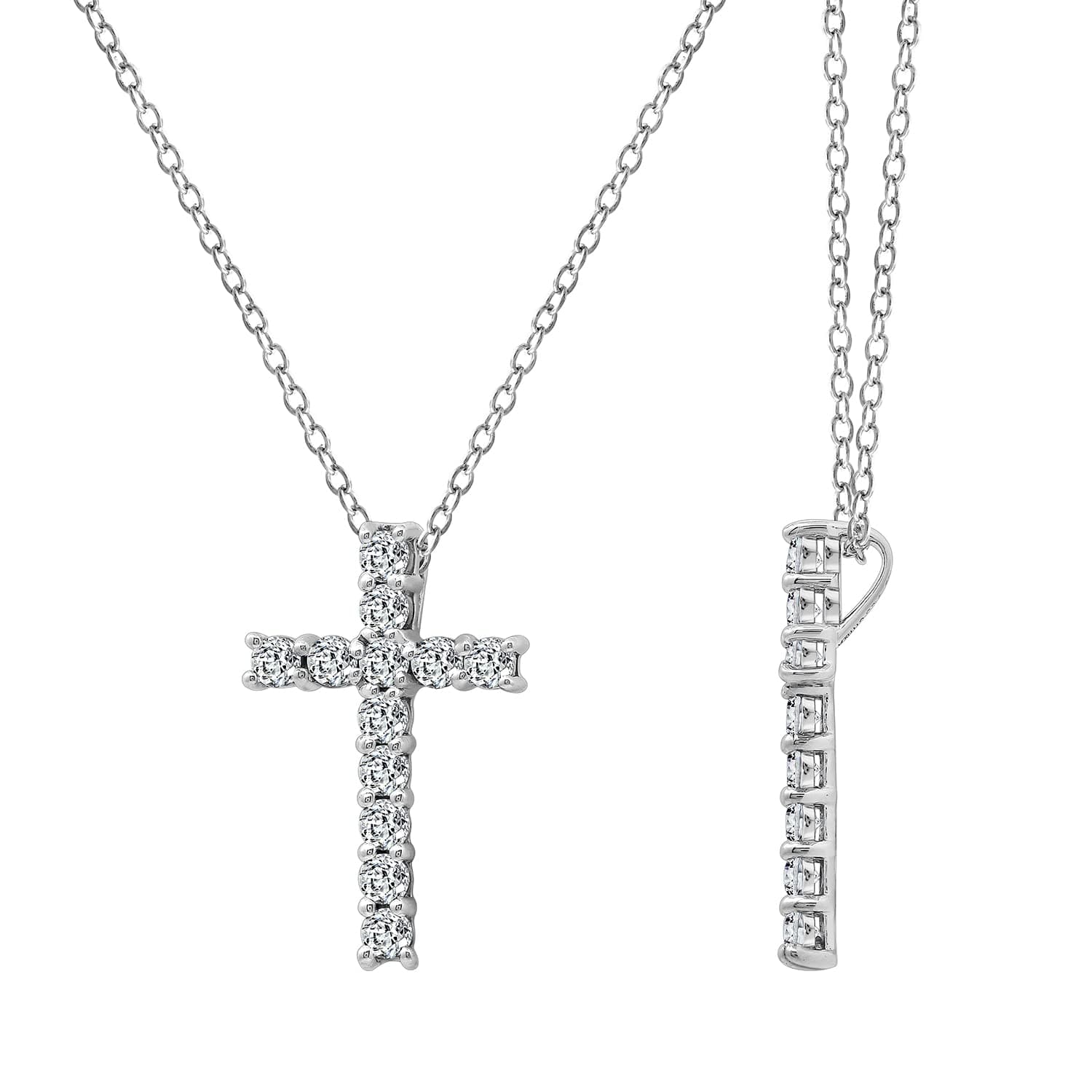 - Platinum or Gold Plated Sterling Silver Cross Pendant Necklace with Infinite Elements Zirconia, 18"
