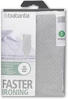 Brabantia 2mm Built-in-Foam Ironing Board Cover (D Board/Metallised) Heat-Resistant, Non-Slip, Cord Fastener