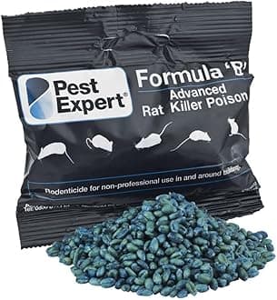 Pest Expert Formula B+ Advanced Rat Bait Killer Poison 800g (8 x 100g) Strongest Single Feed Brodifacoum Fast Acting Control PRIME