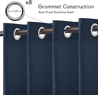 PureFit Outdoor Curtains for Patio Waterproof Weatherproof, UV Resistant Outside Curtains for Gazebo, Front Porch, Pergola, Sun Blocking Privacy Curtain, 52W x 84L inch, 1 Panel, Navy Blue