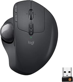Logitech MX Ergo Wireless Trackball Mouse, Ergonomic Design, Move Content Between 2 Windows and Apple Mac Computers (Bluetooth or USB), Rechargeable - With Free Adobe Creative Cloud Subscription