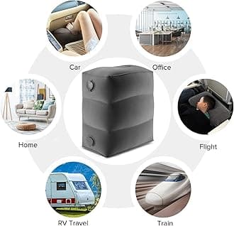 Maliton Inflatable Travel Foot Rest Pillow, Airplane Bed for Kids, Car Foot Rest Pillow, Adjustable Height Leg Rest Pillow for Airplane, Car, Train, Home, Office(Dark Grey, 1 Pack)