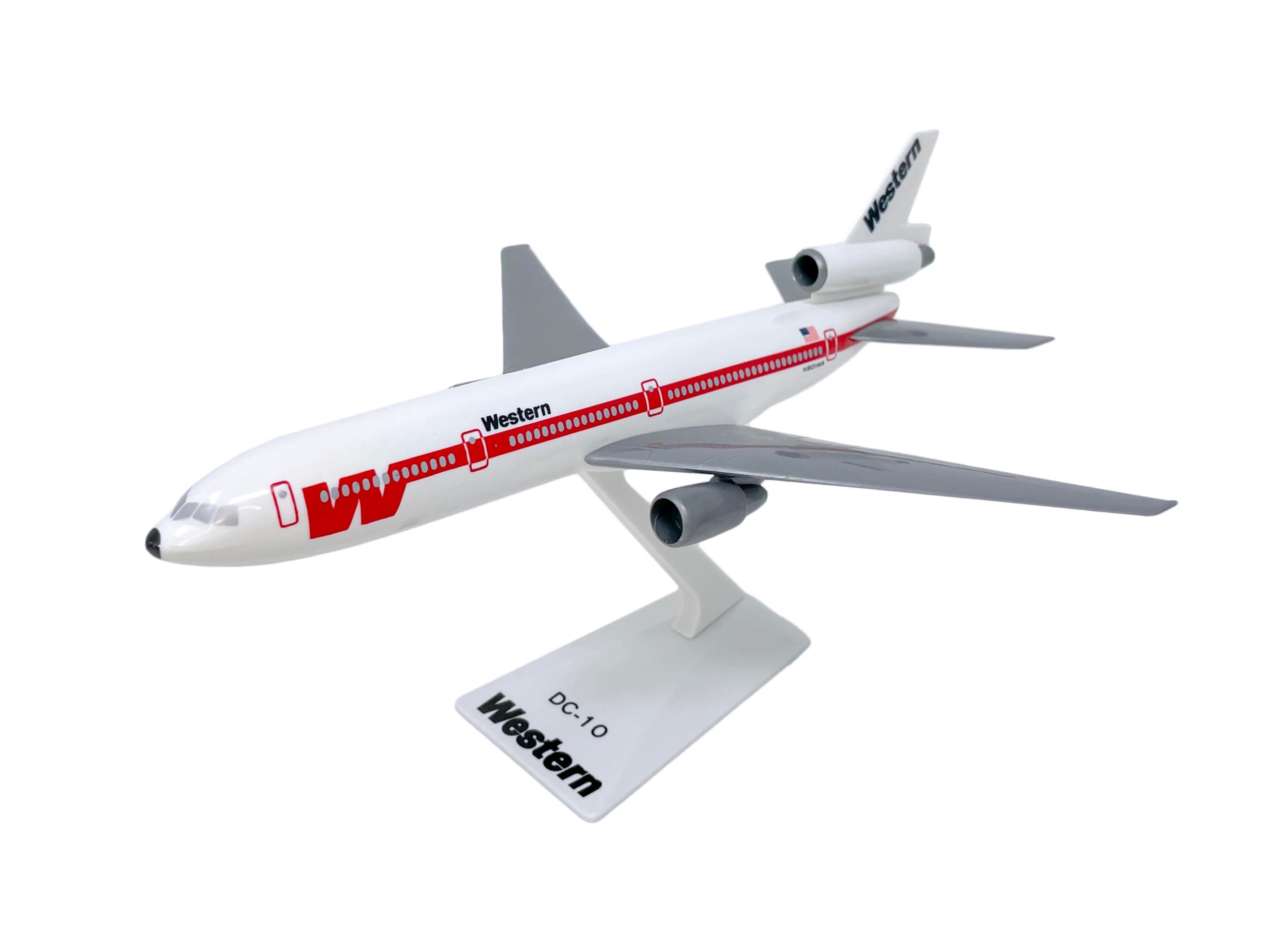 Western "White Scheme" DC-10 Airplane Miniature Model Plastic Snap-Fit 1:250 Part# ADC-01000I-009