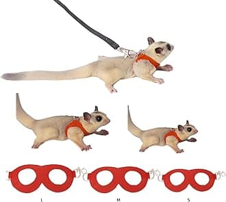 MANON ROSA Sugar Glider Harness & Leash Set - Escape-Proof 3-Piece Adjustable Vest for Squirrels Rats Mice Mouse & Small Animals - Hamster Gerbil Walking Gear, Pet Toy Accessories, Red