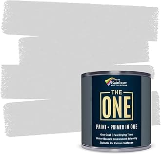 THE ONE All-In-One Paint & Primer - Light Grey Satin, 8.5 Fl Oz/250ml | 1 Coat Formula | Easy Indoor & Outdoor Decorating for Home & Garden Walls, Floors & Furniture | Water-Based & Low VOC