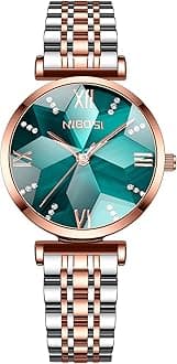 NIBOSI Women Stainless Steel Watches Analog Rose Gold Band and Square Dial Women's Watch for Girls&Miss&Ladies Diamond Studded with Stylish Watches Waterproof