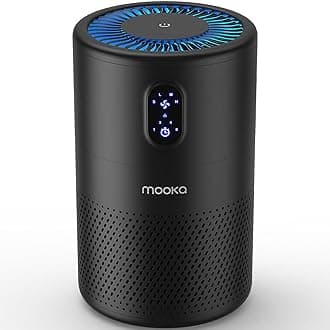 MOOKA Air Purifiers for Home Large Room up to 1076 ft², H13 True HEPA Air Filter Cleaner, Odor Eliminator, Remove Smoke Dust Pollen Pet Dander, Night Light, B-D02L Black