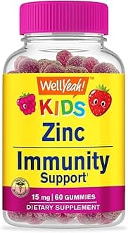 WellYeah Zinc Gummies for Kids 15 mg - Supports Healthy Immune Function and Antioxidant Health - Natural Berry Flavor - Gluten-Free GMO-Free - 60 Gummies