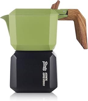 BincooStovetop Espresso Maker 2 Cups-Creative Moka Coffee Pot Double Valve,Italian Coffee Maker Aluminium Stovetop Camping Espresso Maker with Gift Box (Green-black)