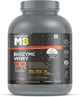 MuscleBlaze Biozyme Whey Protein PR Powder with 30g Protein, 3g Creatine Monohydrate & 50mg AstraGin (Chocolate Fudge, 2kg / 4.4lbs) | Trustified Gold Certified