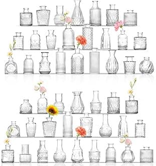 Glass Bud Vases Set of 48, Clear Small Vases for Centerpieces, Small Glass Vase for Flowers, Vintage Bud Vase in Bulk for Wedding, Party, Events, Reception, Home Decor