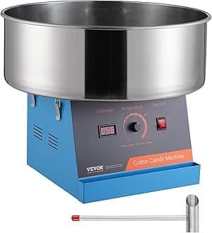 VEVOR Cotton Candy Machine Commercial, 1000W Electric Floss Maker with Stainless Steel Bowl, Sugar Scoop, Storage Drawer, Perfect for Home, Carnival, Kids Birthday, Family Party, Blue