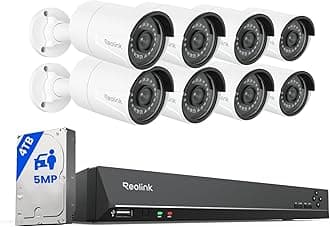 - 16CH 5MP Home Security Camera System, 8pcs Wired Outdoor PoE IP Cameras with Person/Vehicle/Pet Detection, 8MP 16CH NVR with 4TB HDD for 24-7 Recording, RLK16-410B8-5MP