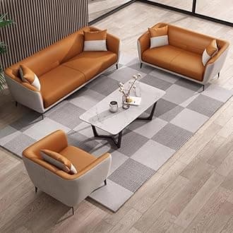 Modern Sofa Set for Living Room, Tan and Grey (3seater+2+1)