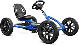 Toys Buddy Blue Pedal Go Kart for Kids– Adjustable Ride On Toy for Ages 4-8 – Go Karts with BFR System and Adults Outdoor Pedal Car for Kids