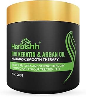 Herbishh Argan Hair Mask-Deep Conditioning & Hydration For Healthier Looking Hair- For Very Dry, Weak, Stressed Out Hair, No Sulphates, No Parabens (200 Gm), 1 Count