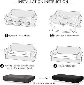 Surwin Jacquard Sofa Cushion Cover Couch Seat Covers Sofa Seat Cushion Slipcovers Sofa Cover, Plush Winter Warm High Stretch Fabric Washable Summer Furniture Protector (Orange,Backrest)