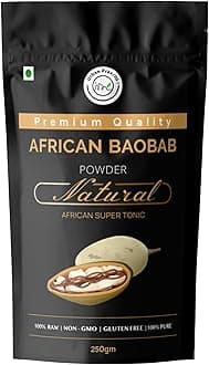 African Baobab Powder 250gm | Vegan Superfood for Men and Women | Best for the Gut Health, Immunity & Skin | Rich in Dietary Fiber, Vitamin C | Source of Potassium, Iron, Calcium