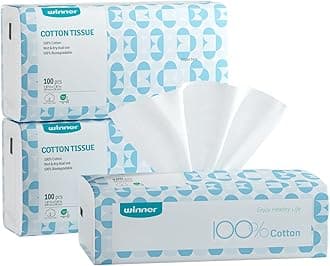 Winner Soft Face Towels, 100% USDA Biobased Facial Towels, Unscented for Sensitive Skin, OEKO-TEX Certified Face Towelettes Disposable, Makeup Remover Dry Wipes, 300 Count, Pack of 3