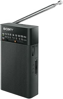 Sony Handy Portable Radio ICF-P26: FM/AM/Wide FM Supported, Vertical Design, Black ICF-P26 B