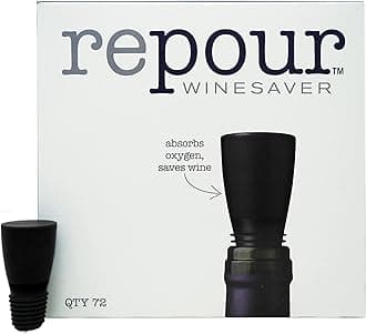 Repour Wine Saver - Wine Preserver and Stopper - Removes Harmful Oxygen from your Wine Simply and Effectively - Indigo Black (72 Pack)