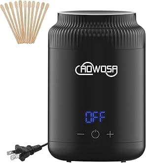 Mini Wax Pot Warmer for Hair Removal, Professional Portable Digital Wax Heater Machine for Facial Body SPA Salon, with 200ml Non-stick Pot, ℃/℉ Switchable Display, 100 Brow Sticks