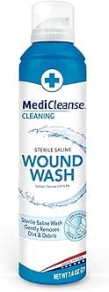 MediCleanse First Aid Sterile Saline Wound Wash, Promotes Healing, No Stinging or Burning, 7.4 oz Spray Can - Made in USA