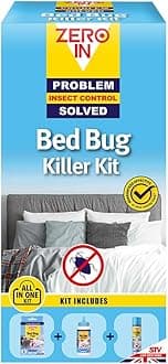 Zero In All-In-One Bed Bug Killer Kit. Prevent Reinfestations. Kills Bed Bugs, Eggs & Larvae. Value Kit Includes Bed Bug Traps - 5 Pack; Bed Bug & Dust Mite Powder; Bed Bug & Dust Mite Killer Aerosol