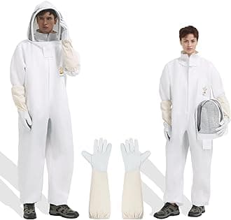 Professional Bee Suit for Men Women, Beekeeping Beekeeper Suit with sheepskin Glove (M)