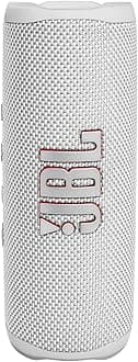 JBL Flip 6 - Portable Bluetooth Speaker, powerful sound and deep bass, IPX7 waterproof, 12 hours of playtime, JBL PartyBoost for multiple speaker pairing for home, outdoor and travel (White)