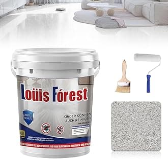 Louis Forest Epoxy Floor Paint, High-Gloss Marble Effect Epoxy Floor Coating, Waterproof Water-Based Epoxy Floor Paint, Concrete and Garage Floor Paint,Interior or Exterior (Light Gray)