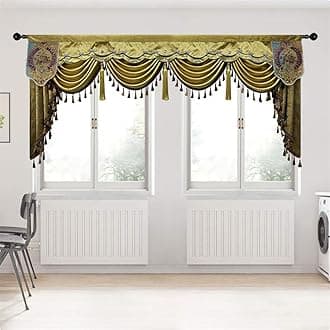 Luxury Floral Valance for Living Room Bedroom Extra Wide Windows European Design Waterfall Swag, Rod Pocket Top (300 cm Wide, 1 Panel)