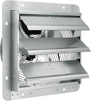 12'' Shutter Exhaust Fan, High-speed 1000 CFM, Aluminum Wall Mount Attic Fan with AC-motor, Ventilation and Cooling for Greenhouses, Garages, Sheds, Shops, FCC