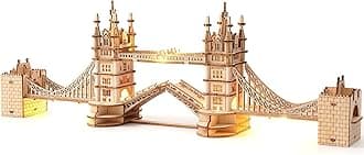 3D Wooden Puzzles DIY London Tower Bridge Craft Model Kits for Adults to Build Birthday Gfit for Friends and Family