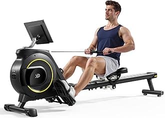 – YPOO Rowing Machines, Magnetic Rowing Machines for Home Gym, 16 Levels Resistance Rowing Machine Foldable Quiet with Dual Slide Rail, 350lb Folding Rowing Machine with LCD Display Seat Cushion & App
