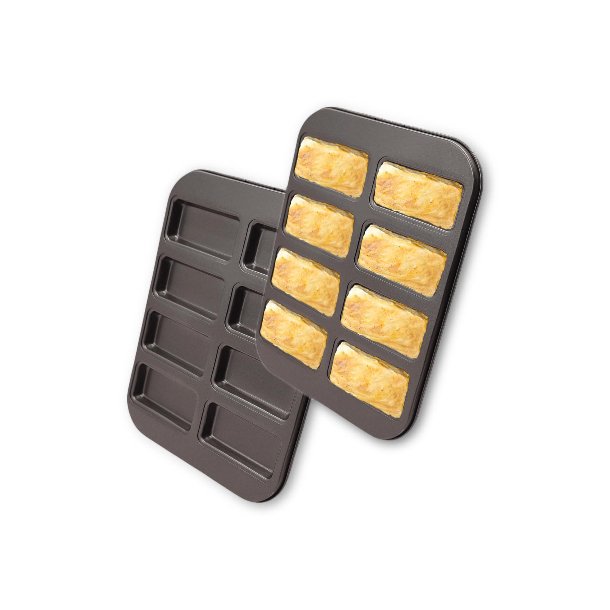 Mini Bread Pan Carbon Steel Cake Bread Mold Baking Pan Financier Baking Pan 8-Cavity for Oven Baking Mini Bars, Granola Bar Cornbread(Black)