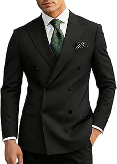 Wangyue Mens Suits Double Breasted Suit Men Slim Fit 2 Piece Wedding Prom Double Breasted Blazer Groom Suit Pants Sets