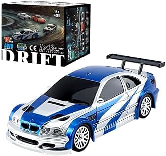 Aetheria Remote Control Drift Car for Adults 1:43 RC Electric Racing Car with Lights 4WD Racing Hobby Vehicle for Adults - RTR Version (Gyroscope RTR Version Blue White)