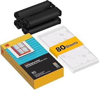 KODAK Dock Plus & Dock Photo Printer Cartridge PHC-80 – Cartridge Refill & Photo Paper- 80 Pack
