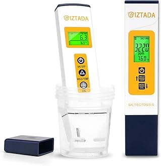 pH Meter and Salinity Meter Combo for Saltwater Pool 6 in 1 pH Salt SG EC TDS Temp Meter for Reef Aquarium Seawater Tank Koi Fish Pond PPM and pH Water Tester for Hydroponics Nutrients Growing