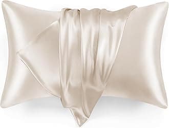 Satin Pillowcase Set of 2 Queen Size 20x30, Cooling Pillow Covers for Hair and Skin, Silky Smooth with Envelope Closure, Similar to Silk, Beige