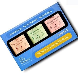 Coconut, Citrus Herbal Musk with Cucumber & Mint Natural Underarm Roll On (Pack of 3)