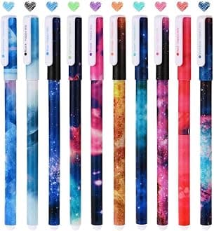 OFFCUP Cute Colour Pens, 10pcs Starry Sky Gel Ink Pen, 0.38mm Roller Ball Pen...