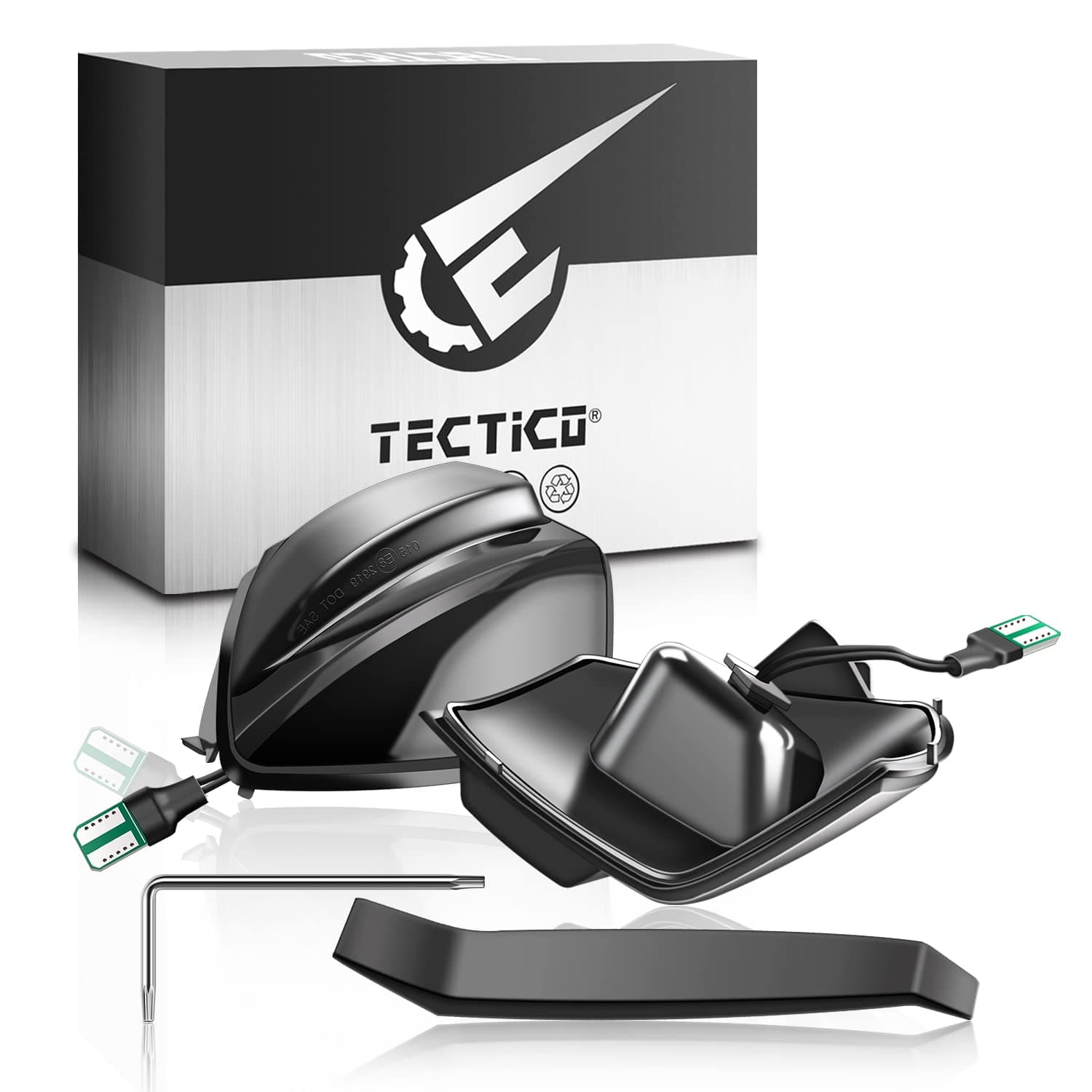 TECTICO LED Dynamic Wing Mirror Indicator Amber Yellow Super Bright Canbus Repeater Lights Compatible with Ford S-Max C-Max(2011-2019) Kuga C394, 2 Lamps