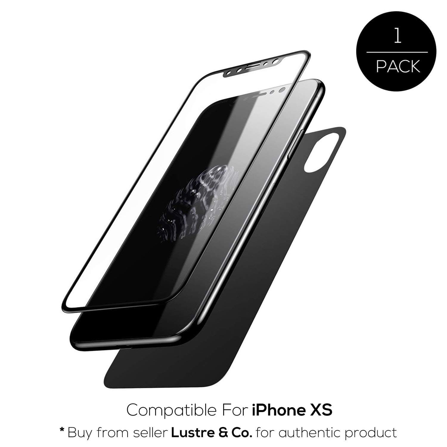 Lustren Tempered Glass Front and Back Full 6D Temper Guard with 9H Screen Protector for Apple iPhone Xs (Black)