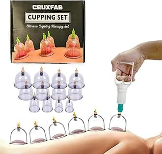 HIJAMA Cupping Kit 12 Pcs Vacuum Cupping Set for Health Care Portable Body Relaxation Massage and Manual Therapy Cups for Pain Relief Magnetic Traditional Chinese Therapy Cupping