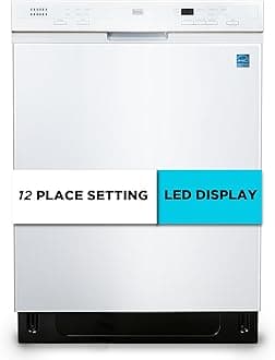 24" Built-In Dishwasher, 12-Place Setting Capacity with Stainless Steel Tub, Dish Washer with 6 Wash Programs, Low Noise, ENERGY STAR Certified, BDW200MW, White