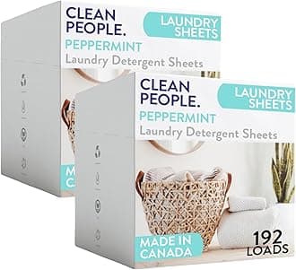 The Clean People Laundry Detergent Sheets - Laundry Soap - Ultra Concentrated, Recyclable Packaging, Stain Fighting - Peppermint, 384 Pack