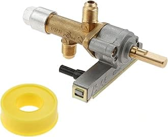 Gas Safety Control Valve with Piezo Push Ignition Device Replacement for Garden Sun Propane Powered Patio Heater Repair Replaces Parts（7/16"-24 UNEF Inlet & Outlet）