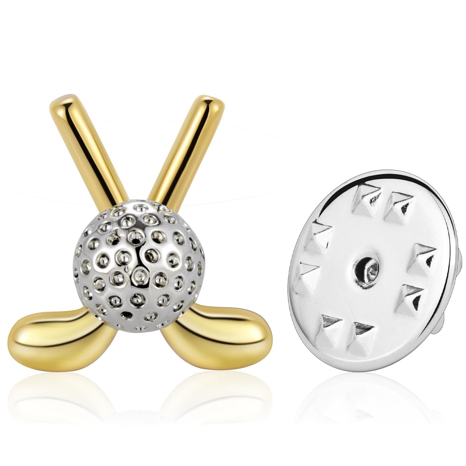 Silver and Gold Tone Golf Brooch for men suit with Gitf Box